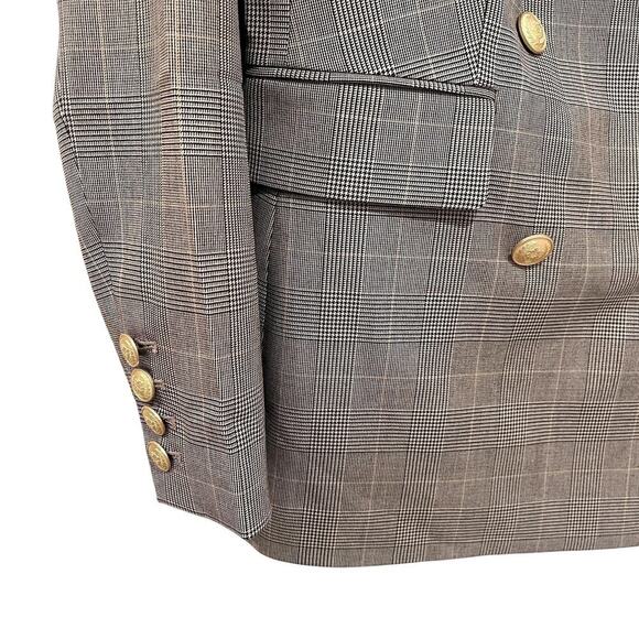 NWT White House Black Market Blazer Womens 8 Taupe Plaid Double Breasted Buttons - Picture 6 of 11